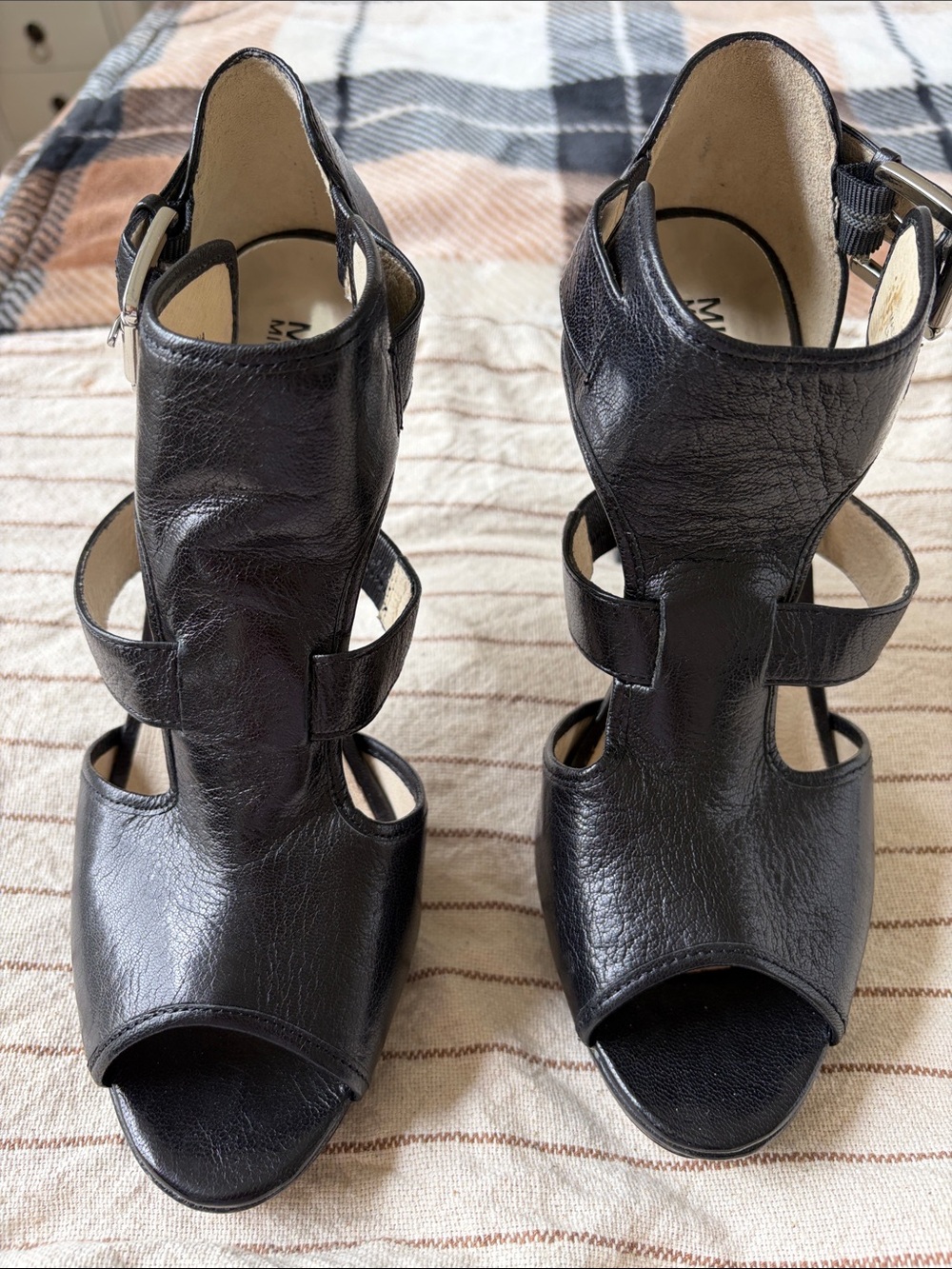 MICHAEL Michael Kors Black Cutout Peep-Toe Ankle Booties - Picture 2 of 5